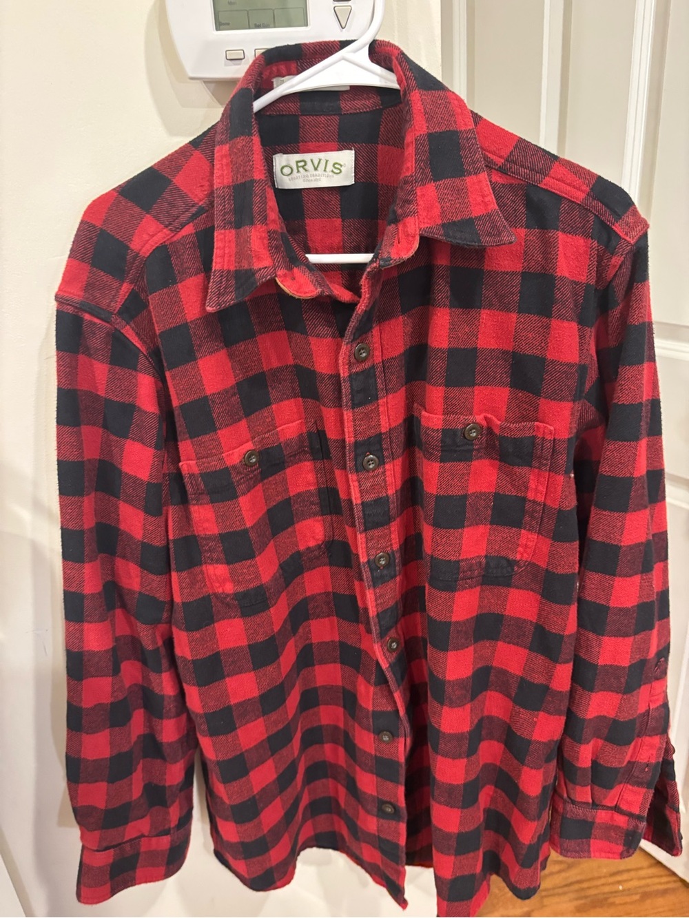 Orvis Red and Black Buffalo Plaid Button-Down Shirt